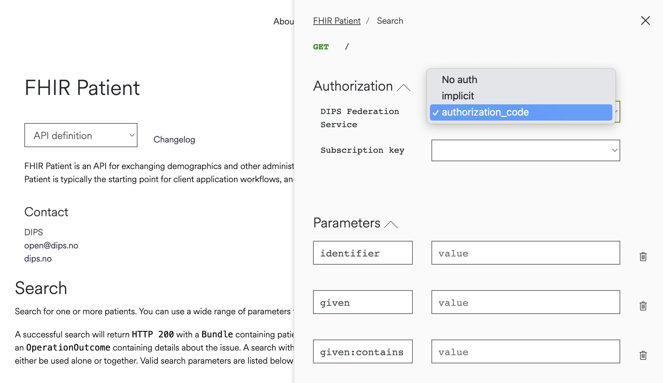 DIPS login page